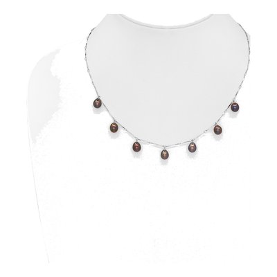 Sterling Silver Black Freshwater Cultured Pearl Dangle Necklace – view 5