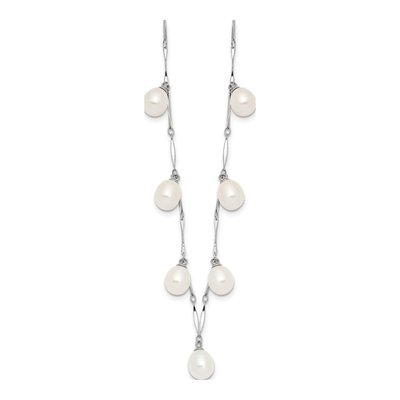 Sterling Silver Freshwater Cultured Pearl Station Necklace – view 3