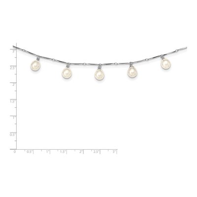 Sterling Silver Freshwater Cultured Pearl Station Necklace – view 4