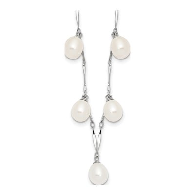 Sterling Silver Freshwater Cultured Pearl Station Necklace