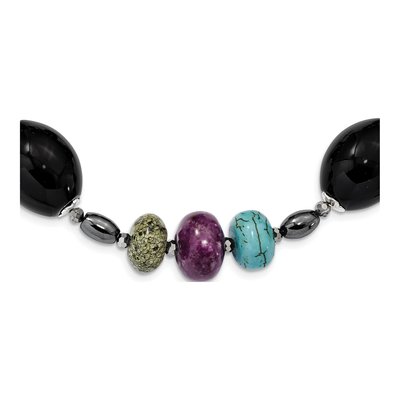 Sterling Silver Agate & Crystal Multi-Stone Natural Necklace