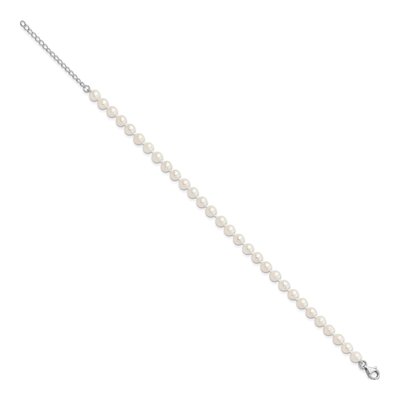 Sterling Silver Freshwater Cultured Pearl Near-Round Anklet – view 2
