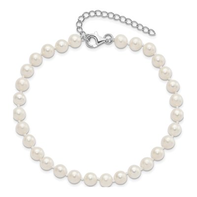 Sterling Silver Freshwater Cultured Pearl Near-Round Anklet – view 4