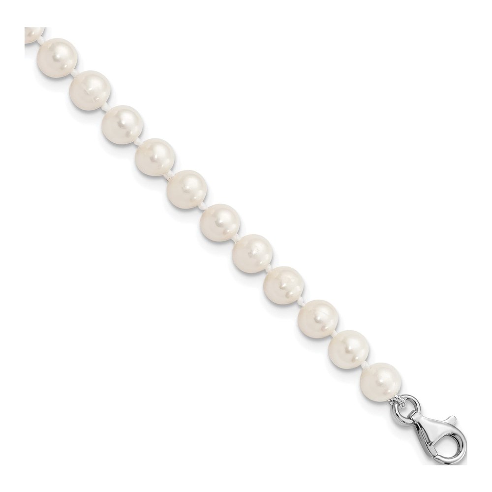 Sterling Silver Freshwater Cultured Pearl Near-Round Anklet