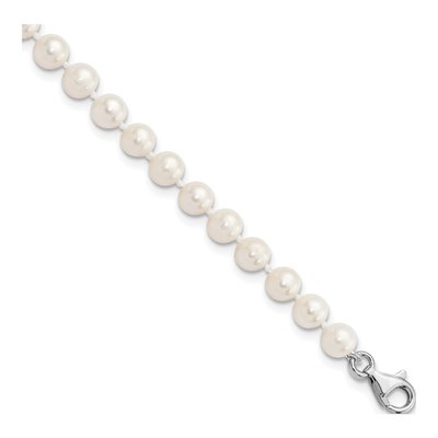 Sterling Silver Freshwater Cultured Pearl Near-Round Anklet