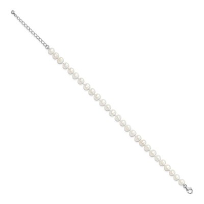 Sterling Silver Freshwater Cultured Pearl Near-Round Anklet – view 2