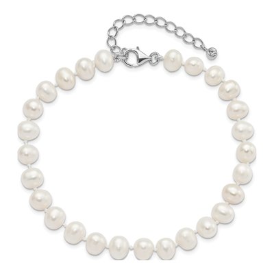 Sterling Silver Freshwater Cultured Pearl Near-Round Anklet – view 4