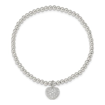 Sterling Silver CZ Heart Stretch Bracelet – view 3