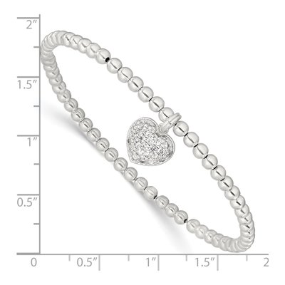 Sterling Silver CZ Heart Stretch Bracelet – view 4