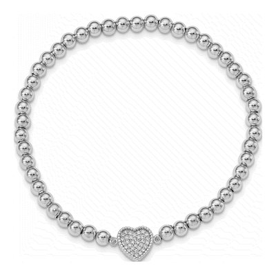 Sterling Silver CZ Heart Stretch Bracelet – view 3