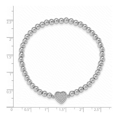 Sterling Silver CZ Heart Stretch Bracelet – view 4