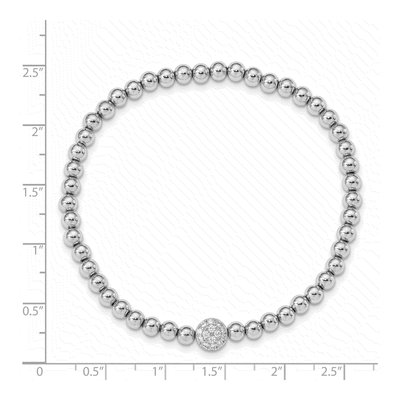 Sterling Silver CZ Beaded Stretch Bracelet – view 4