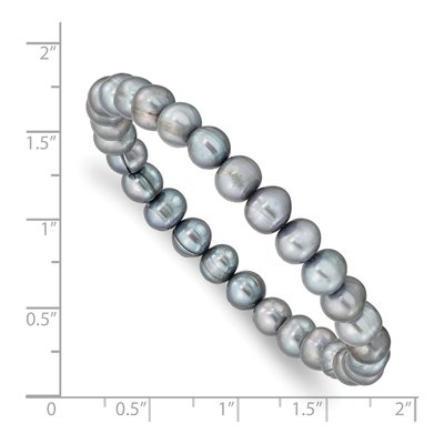 Grey Freshwater Pearl Stretch Bracelet – view 3