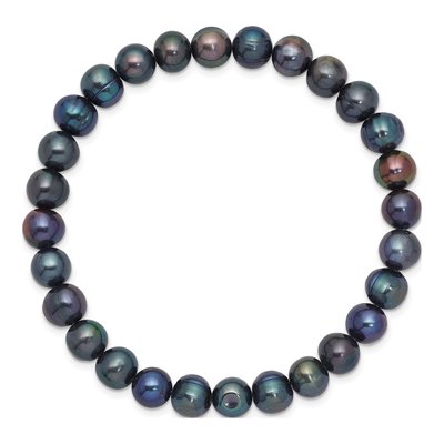 Black Freshwater Pearl Stretch Bracelet, 7 in – view 2