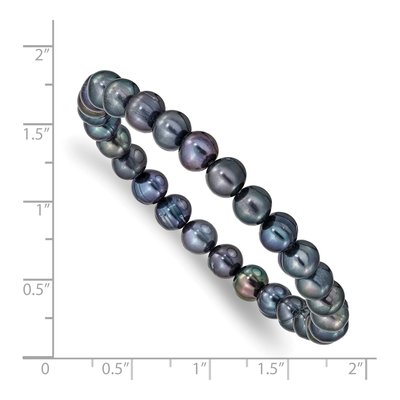 Black Freshwater Pearl Stretch Bracelet, 7 in – view 3