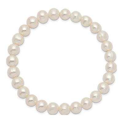 White Freshwater Pearl Stretch Bracelet, 7 In – view 2