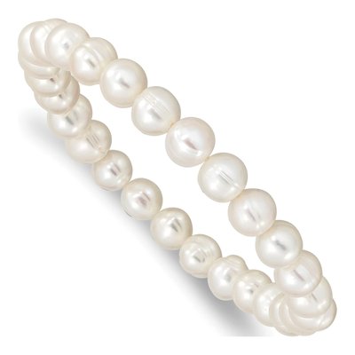 White Freshwater Pearl Stretch Bracelet, 7 In