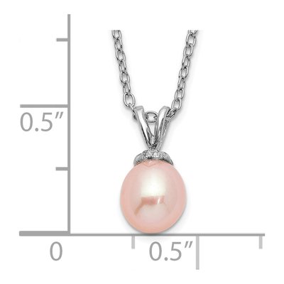 Sterling Silver Pink Freshwater Cultured Pearl Girls' Necklace – view 4