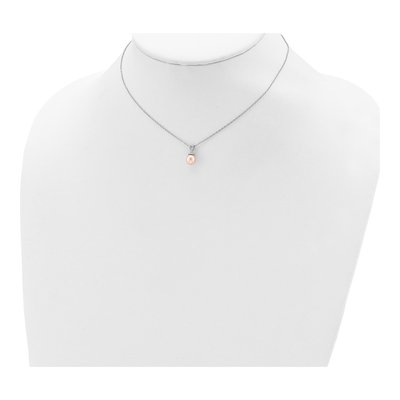 Sterling Silver Pink Freshwater Cultured Pearl Girls' Necklace – view 5