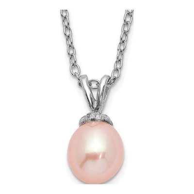 Sterling Silver Pink Freshwater Cultured Pearl Girls' Necklace