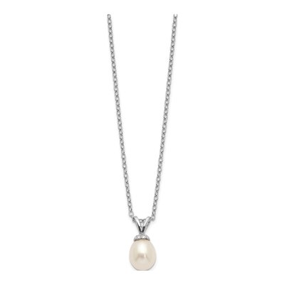 Sterling Silver Freshwater Cultured Pearl Girls' Necklace – view 3