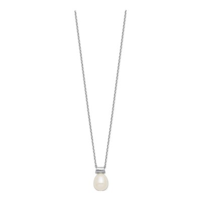 Sterling Silver Freshwater Cultured Pearl Rice Necklace – view 3