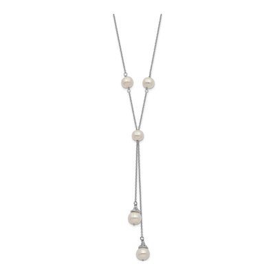 Sterling Silver Freshwater Cultured Pearl Station Necklace – view 3