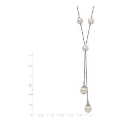 Sterling Silver Freshwater Cultured Pearl Station Necklace – view 4