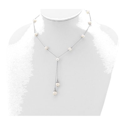 Sterling Silver Freshwater Cultured Pearl Station Necklace – view 5