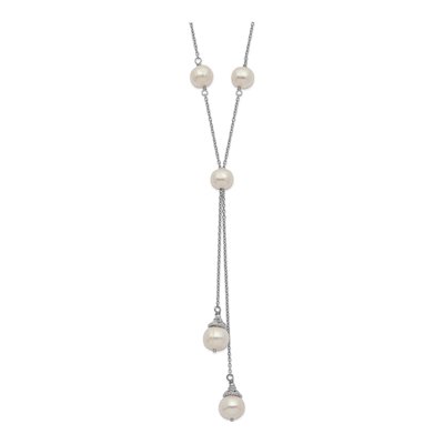 Sterling Silver Freshwater Cultured Pearl Station Necklace