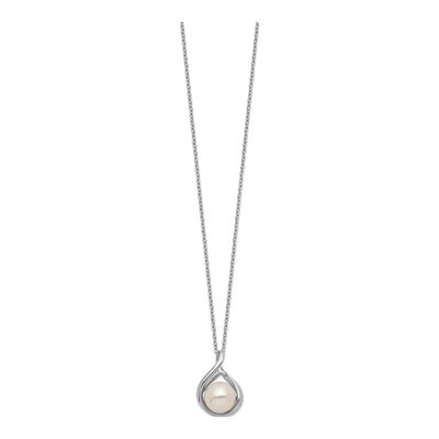 Sterling Silver Freshwater Cultured Pearl Button Necklace – view 3