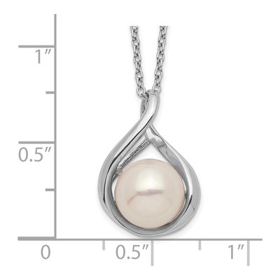 Sterling Silver Freshwater Cultured Pearl Button Necklace – view 4
