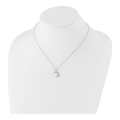 Sterling Silver Freshwater Cultured Pearl Button Necklace – view 5