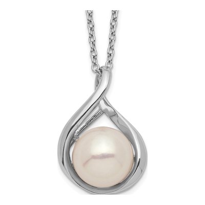 Sterling Silver Freshwater Cultured Pearl Button Necklace