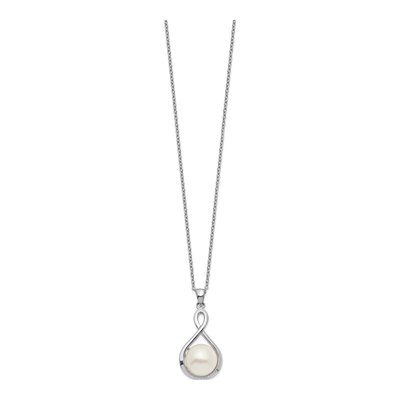 Sterling Silver Freshwater Cultured Pearl Button Necklace – view 3
