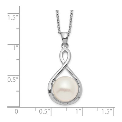 Sterling Silver Freshwater Cultured Pearl Button Necklace – view 4