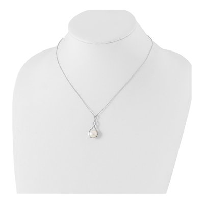 Sterling Silver Freshwater Cultured Pearl Button Necklace – view 5