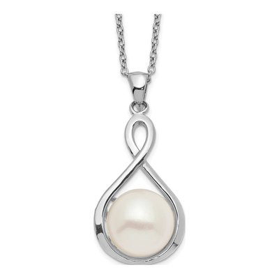 Sterling Silver Freshwater Cultured Pearl Button Necklace