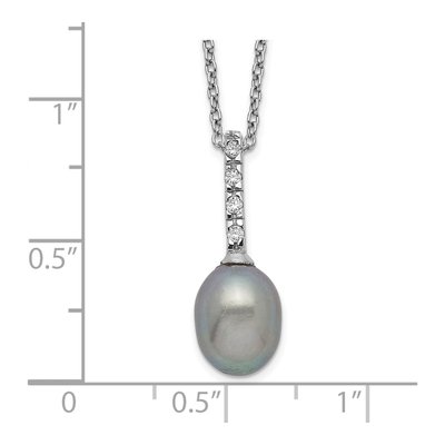 Sterling Silver Grey Freshwater Cultured Pearl & CZ Necklace – view 4