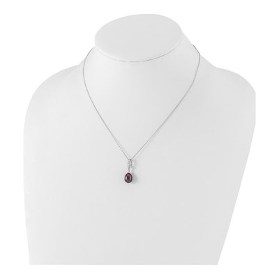 Sterling Silver Black Freshwater Cultured Pearl & CZ Necklace – view 4