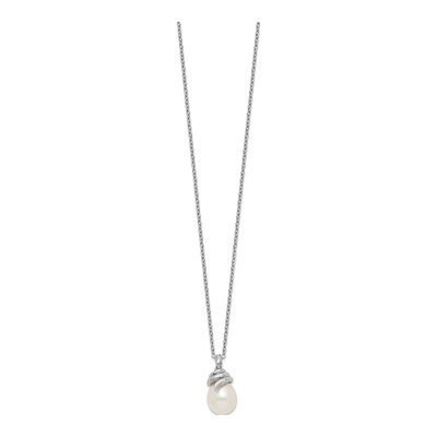 Sterling Silver Freshwater Cultured Pearl Teardrop Necklace – view 3