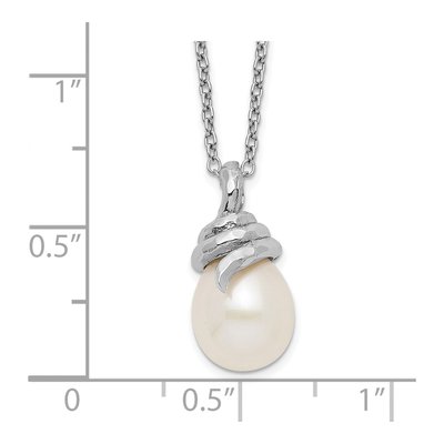 Sterling Silver Freshwater Cultured Pearl Teardrop Necklace – view 4