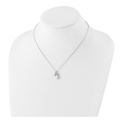 Sterling Silver Freshwater Cultured Pearl Teardrop Necklace – view 5