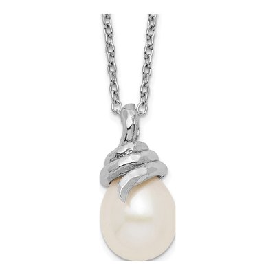 Sterling Silver Freshwater Cultured Pearl Teardrop Necklace