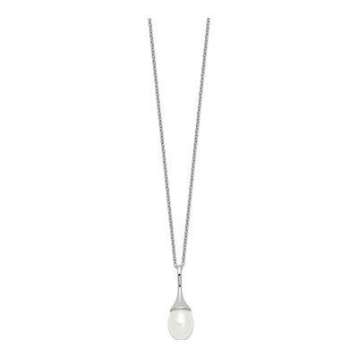 Sterling Silver Freshwater Cultured Pearl Teardrop Necklace – view 3