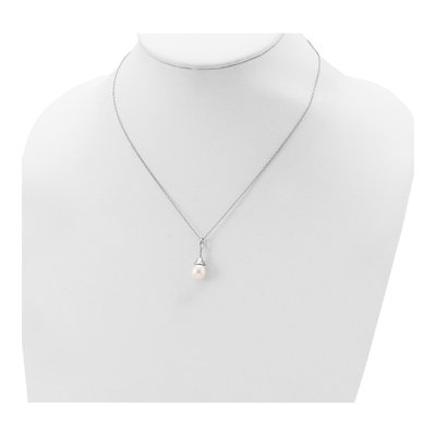 Sterling Silver Freshwater Cultured Pearl Teardrop Necklace – view 5