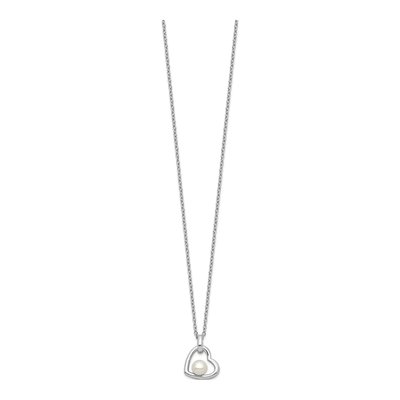 Sterling Silver Freshwater Cultured Pearl Heart Necklace – view 3
