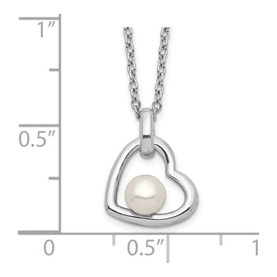 Sterling Silver Freshwater Cultured Pearl Heart Necklace – view 4