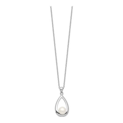 Sterling Silver Freshwater Cultured Pearl Button Necklace – view 3