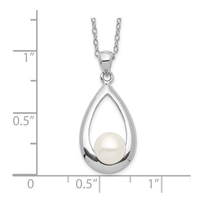 Sterling Silver Freshwater Cultured Pearl Button Necklace – view 4
